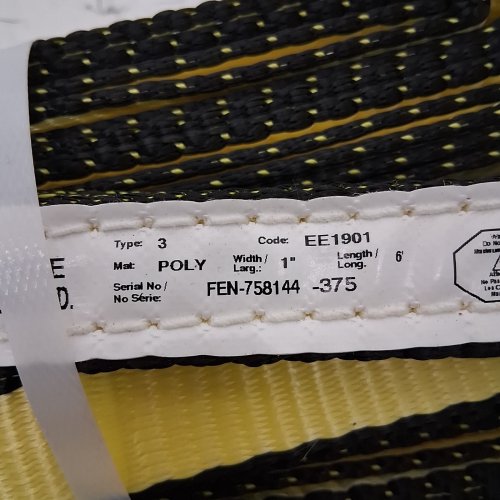 5PK LAKESIDE STRAP POLYESTER LIFTING SLINGS ROPE - 1" X 6FT - BLACK / YELLOW - (MODEL: 758144) image 2