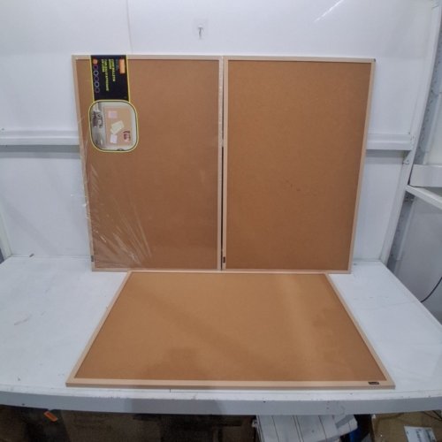 3PK QUARTET NATURAL CORK BULLETIN BOARD - 23" X 35" - WOOD FINISH image 3