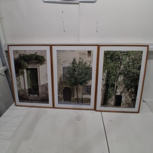3PC HPNIUB VINTAGE ITALY CITY LANDSCAPE FRAMED CANVAS WALL ART SET - 16" X 24" - WHITE/GREEN image 2