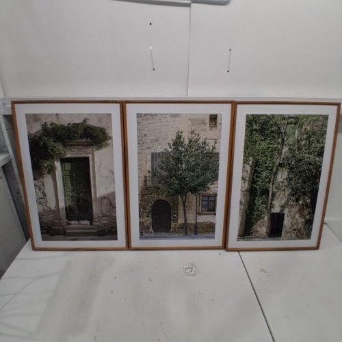 3PC HPNIUB VINTAGE ITALY CITY LANDSCAPE FRAMED CANVAS WALL ART SET - 16" X 24" - WHITE/GREEN image 3