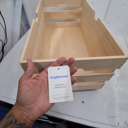 BRIGHTROOM PINE WOOD ROLLING CRATE - 24" X 8.8" X 10.7" - NATURAL WOOD image 4