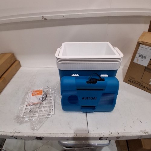 ASTROAI ELECTRIC COOLER - 26 QT-24 L 12 V DC PORTABLE THERMOELECTRIC CAR COOLER - INCLUDES 2 ICE PACKS - TEAL (MODEL: LY0324A) image 2