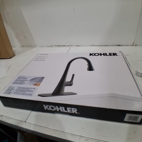 KOHLER GUILD PULL-DOWN KITCHEN SINK FAUCET WITH THREE-FUNCTION SPRAYHEAD - 17" X 9" - BLACK (MODEL: 1806352) image 2