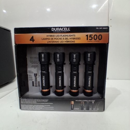 4PK DURACELL HYBRID LED FLASHLIGHTS - 1500LM - BLACK (MODEL:1806270) image 3