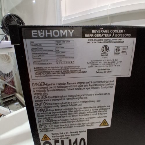EUHOMY BEVERAGE REFRIGERATOR COOLER - 24 CANS - 18L - BLACK (MODEL: FWC008-11) image 6