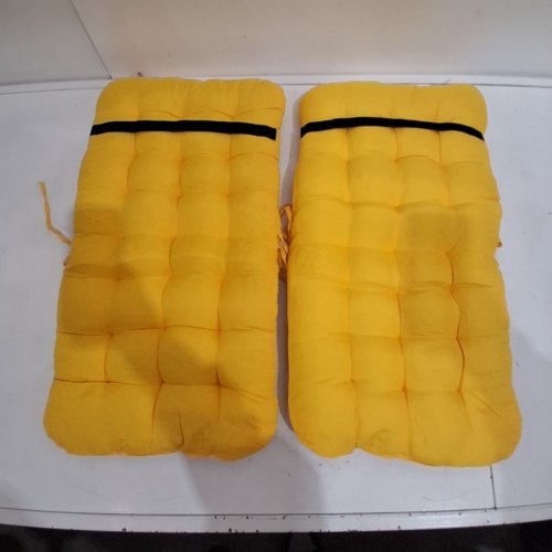 2Pk PADDED CHAIR CUSHIONS FOR CHILD'S CHAIR WITH STRAPS FOR BACKREST - 14" X 24" - YELLOW image 2