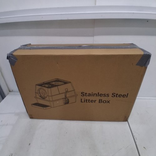 STAINLESS STEEL CAT LITTER BOX WITH LID - STAINLESS STEEL/BLACK image 5