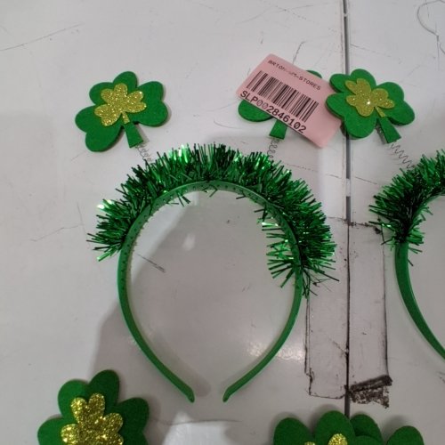 6PK ST. PATRICK'S DAY CLOVER HEADBANDS - GREEN image 2