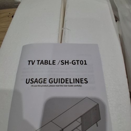 KIMOLST MODERN FLUTED DESIGN ENTERTAINMENT CENTER TV STAND FOR LIVING ROOM WITH ADJUSTABLE SHELVES - 86" - NATURAL (MODEL:SH-GT01) image 2