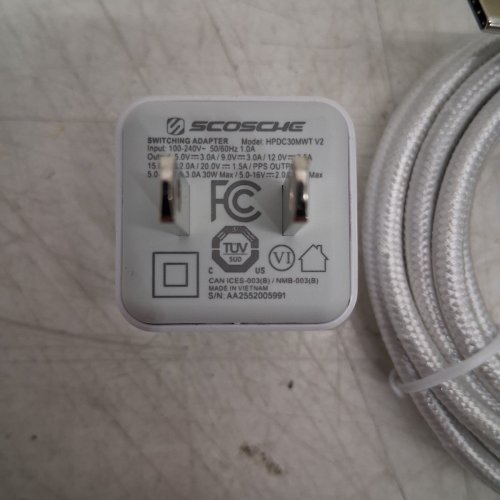 2PC SCOSCHE WALL CHARGER WITH BRAIDED USB-C CABLE - 30W - 8FT - WHITE (MODEL: HPDC30MWT V2) image 3