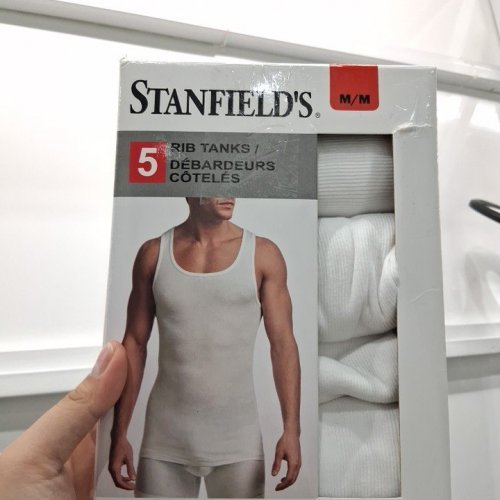 4PK MEN'S STANFIELD RIBBED TANK TOP - MEDIUM - WHITE (STYLE: 3764851) image 2