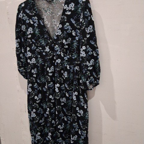 WOMEN'S GEORGE PEASANT MIDI DRESS - XXL - BLACK/FLORAL image 2