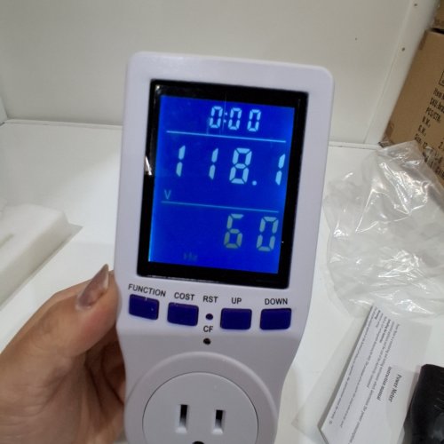 MECHEER UPGRADED WATTAGE METER, POWER METER WITH BACKLIGHT - OVERLOAD PROTECTION, 7 MODES - WHITE (MODEL: PM01-US) image 2