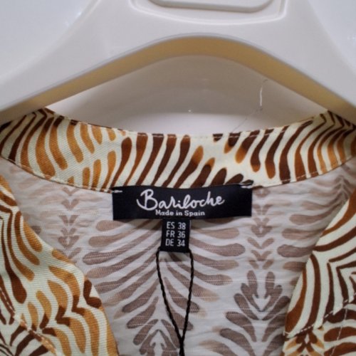 WOMEN'S BARILOCHE PATTERNED BUTTON-UP BLOUSE - SMALL / MEDIUM - 38 - BROWN / BEIGE / CAMEL (STYLE : DANKA) image 4