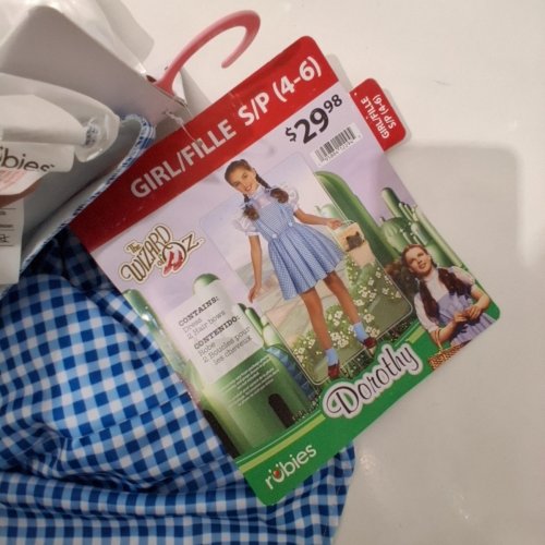 3PC GIRLS RUBIES WIDARD OF OZ DOROTHY COSTUME - SMALL 4-6 - BLUE AND WHITE image 3