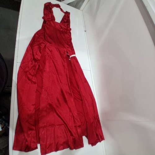 WOMEN'S LUCY IN THE SKY SATIN HALTER MAXI DRESS WITH DOUBLE SLITS - MEDIUM - RED image 3
