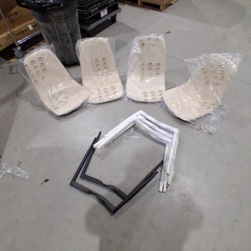 4PK VASAGLE UPHOLSTERED DINING KITCHEN CHAIRS - ADJUSTABLE FEET, CHENILLE FABRIC PU - CREAM WHITE (MODEL: KDC188W01) image 2