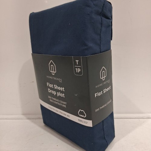 HOMETRENDS 300 THREAD COUNT FLAT SHEET - TWIN, 100% COTTON - BLUE (MODEL: HT30TWFL-BL) image 3