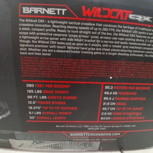BARNETT WILDCAT CRX LIGHTWEIGHT TATICAL RECURVE CROSSBOW WITH RED/GREEN 3 DOT SCOPE, QUICK DETACH QUIVER & 2 HEADHUNTER BOLTS - 280 FPS - 66LBS - BLACK/RED (MODEL: BAR78232) image 3