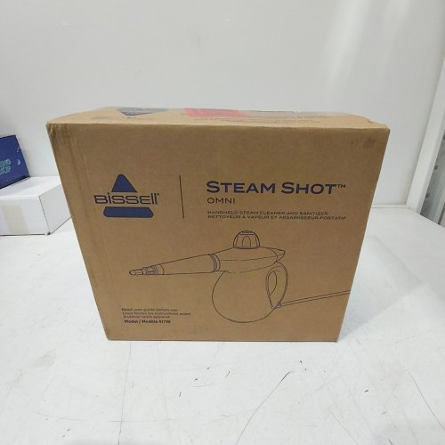 BISSELL STEAMSHOT OMNI HANDHELD PORTABLE HARD SURFACE STEAM CLEANER WITH ATTACHMENTS - 360ML - GREY/BLUE (MODEL: 4171B) image 2