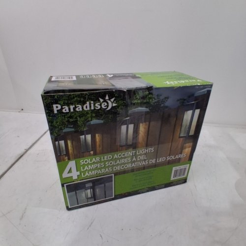 4PK PARADISE OUTDOOR SOLAR LED ACCENT LIGHTS WITH GLASS SIDES AND BOTTOM - 3.2" X 5.2" X 7.9" - 3500K - 10LM - BLACK (MODEL: 1193788) image 3