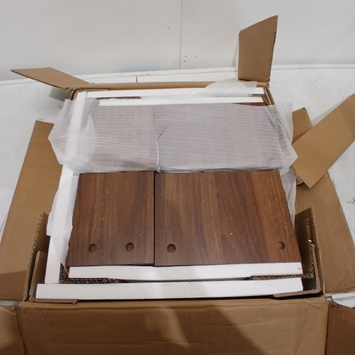CORNER FLUTED SHELF WITH SLIDING DOORS - 15.74" X 5.9" X 7.87" - BROWN (MODEL: JMJ02-JKKMW-25101701) image 2