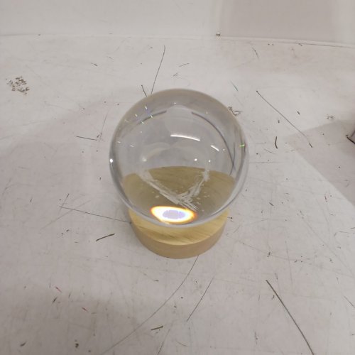 3D DOLPHIN CRYSTAL BALL NIGHT LIGHT - 2.4" - CLEAR WITH WOOD BASE image 3