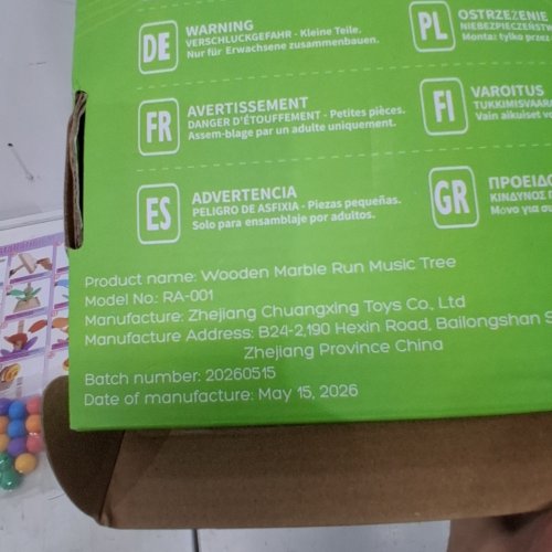KIDS WOODEN MARBLE RUN MUSIC TREE MONTESSORI TOY - MULTICOLOUR (MODEL: RA-001) image 2