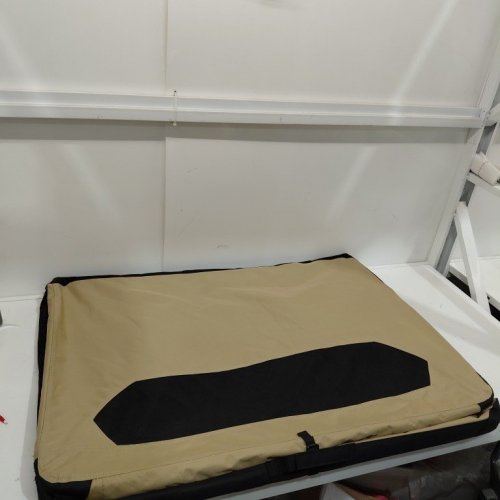 AMAZON BASICS PORTABLE FOLDING SOFT DOG TRAVEL CRATE - 42" X 31" X 31" - BEIGE image 2