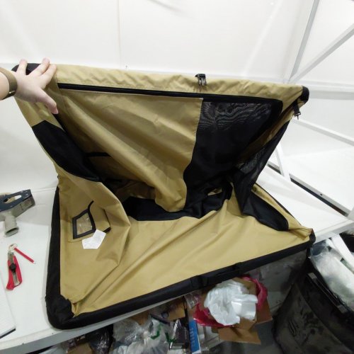 AMAZON BASICS PORTABLE FOLDING SOFT DOG TRAVEL CRATE - 42" X 31" X 31" - BEIGE image 4