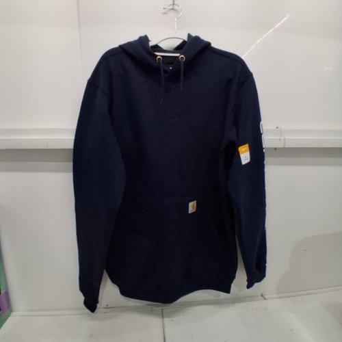 CARHARTT LOOSE FIT MIDWEIGHT GRAPHIC HOODED SWEATSHIRT - SMALL - NAVY BLUE (STYLE: L311105) image 2