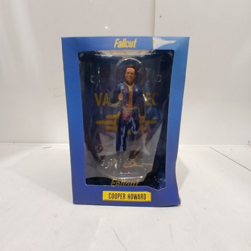 COLLECTIBLE FALLOUT COOPER HOWARD 8" PVC STATUE WITH BASE - BLUE & YELLOW VAULT SUIT image 2