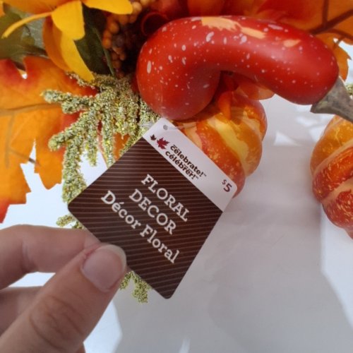 2PK AUTUMN PUMPKIN FLORAL DECOR - 6" - ORANGE/ RED image 2