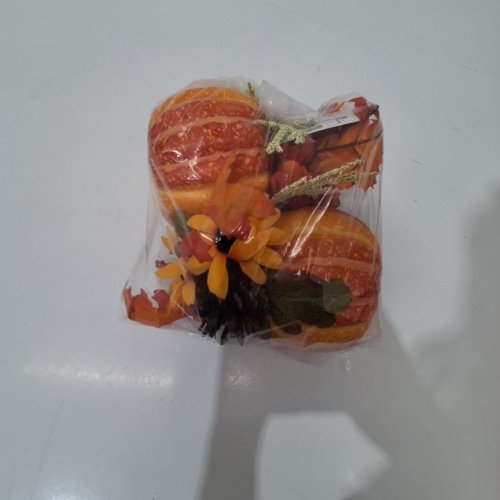 2PK AUTUMN PUMPKIN FLORAL DECOR - 6" - ORANGE/ RED image 4