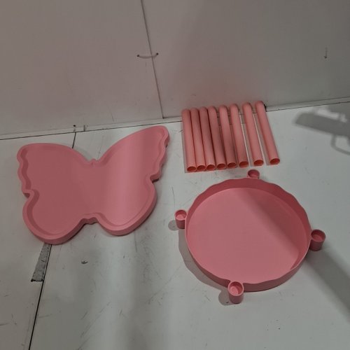 COFFEE TABLE FOR LIVING ROOM 2 TIER BUTTERFLY SHAPED SIDE TABLE - PINK image 2