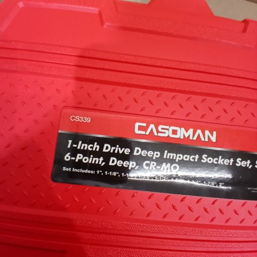 9PC CASOMAN DEEP IMPACT SOCKET SET, 1" DRIVE SPINDLE AXLE NUT 1" TO 2" , 6 POINT - SAE, CR-MO - RED (MODEL: CS339) image 2