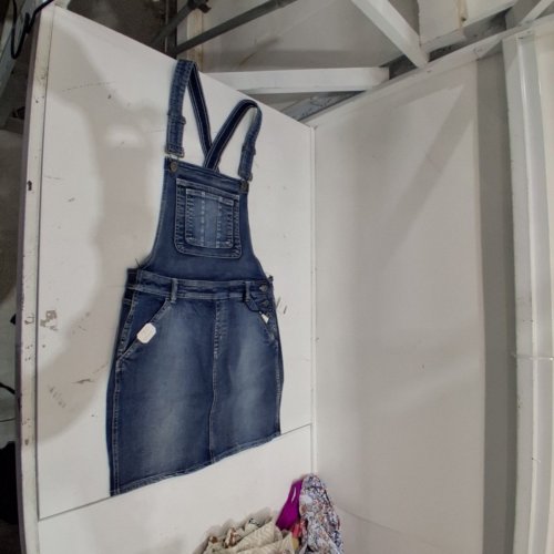 JEANIOLOGIE DENIM OVERALL DRESS- SIZE 8 - BLUE image 2