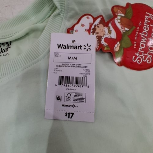WOMEN'S STRAWBERRY SHORTCAKE GRAPHIC SLEEP SHIRT - MED - GREEN/MINT image 2