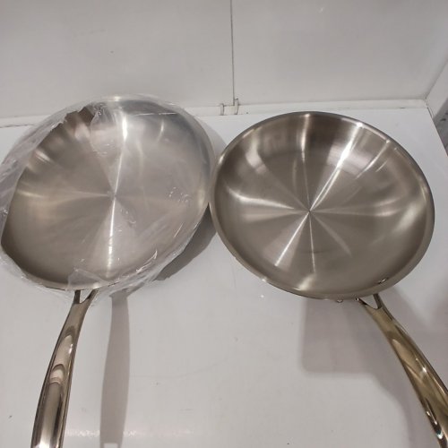 3PC MEYER ACCOLADE INDUCTION OVEN SAFE NO DRIP PROFESSIONAL COOKWARE PAN SET - 8" / 9.5" / 11" - STAINLESS STEEL image 5