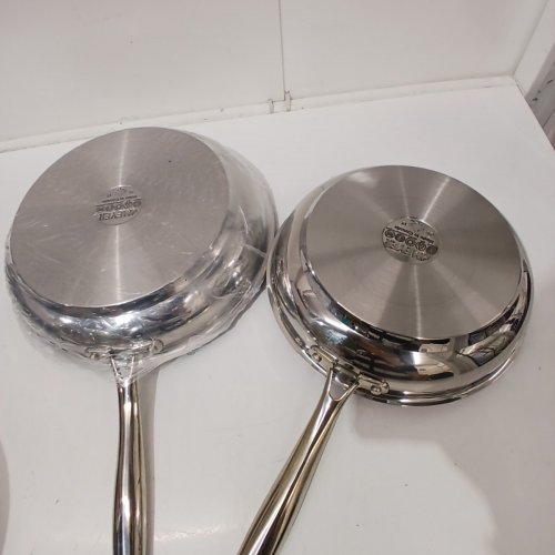 3PC MEYER ACCOLADE INDUCTION OVEN SAFE NO DRIP PROFESSIONAL COOKWARE PAN SET - 8" / 9.5" / 11" - STAINLESS STEEL image 6