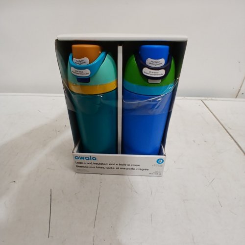 2PK OWALA FREESIP STAINLESS STEEL WATER BOTTLES WITH STRAWS - 16 OZ - ORANGE/BLUE/GREEN (MODEL: 2856617) image 4