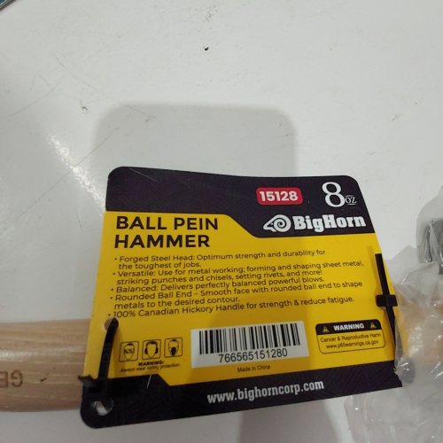BIG HORN BALL PEIN HAMMER - 8 OZ (MODEL: 15128) image 2
