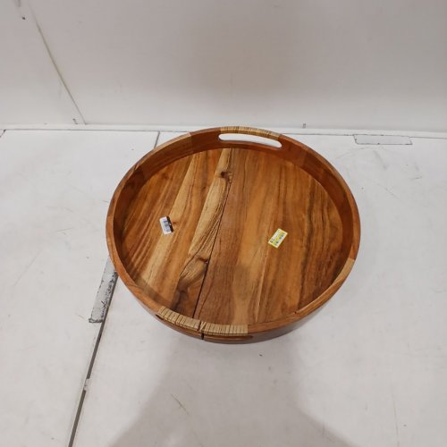 HEARTH & HAND WOODEN CIRCULAR TRAY - 17" - WOOD image 3