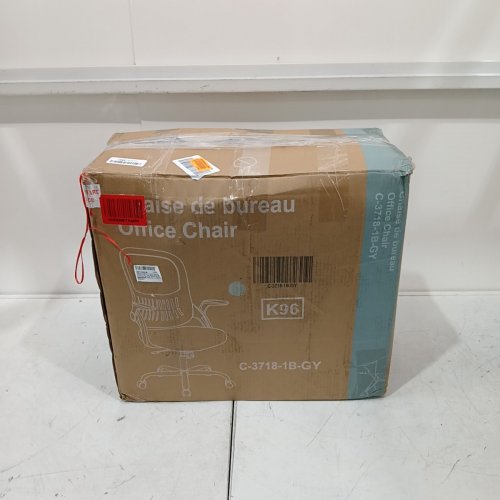 OFFICE CHAIR WITH BREATHABLE MESH BACKING AND LUMBAR SUPPORT - 250LBS CAP - GREY (MODEL: C-3718-1B-GY) image 6