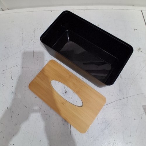 MAINSTAYS RECTANGULAR TISUE BOX HOLDER WITH BAMBOO LID - 9.8" X 5.5" - BLACK / BROWN (STYLE : 6000206588388) image 3