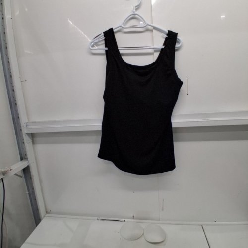 WOMEN'S SLEEVELESS YOGA CAMISOLE TANK TOP WITH BRA PADS - XXL - BLACK image 2