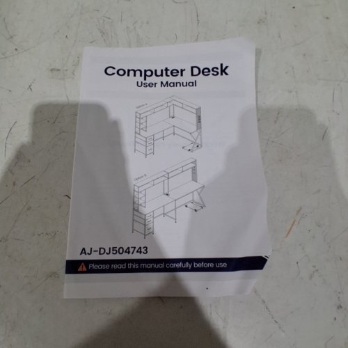 COMPUTER DESK FOR BEDROOM / LIVING ROOM WITH SHELVES AND 3 DRAWERS - 47" X 29" - BLACK (MODEL:AJ-DJ504743_2) image 9
