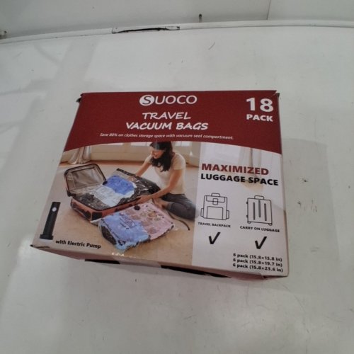 18PK SUOCO TRAVEL VACUUM BAGS FOR LUGGAGE WITH PORTABLE ELECTRIC PUMP - ASSORTED SIZES image 4