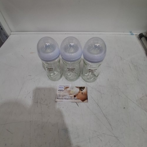 3PK PHILIPS AVENT NATURAL GLASS BABY BOTTLES WITH NATURAL RESPONSE NIPPLES - MEDIUM FLOW, FLOW 3 - 8OZ - (MODEL:‎ SCY913/03) image 2