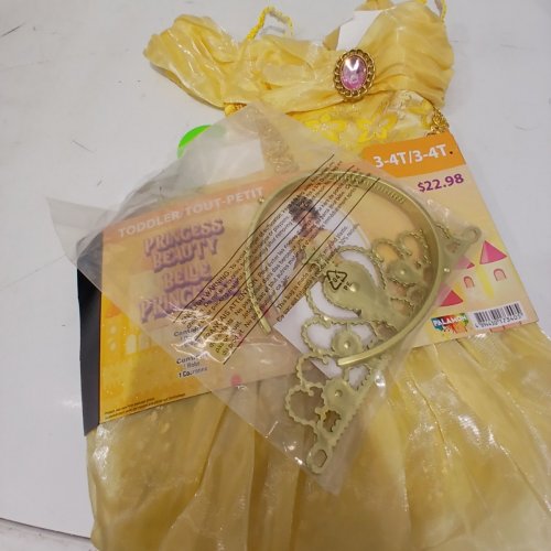 2PC GIRLS PALAMON BEAUTY PRINCESS BELLE COSTUME DRESS - 3-4T - YELLOW image 3
